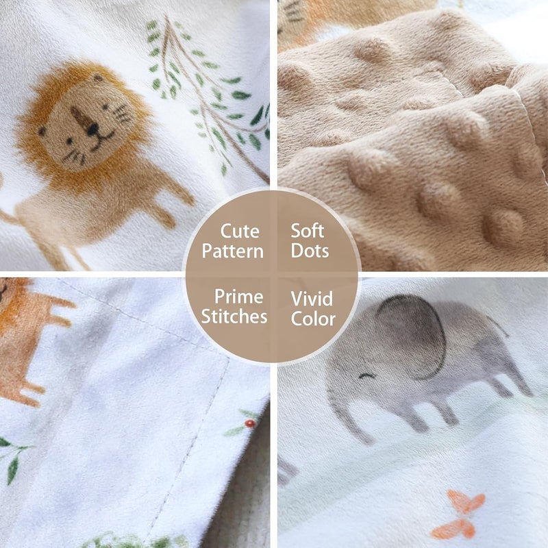 BORITAR Baby Blanket for Boys Girls, Soft Plush Minky Fabric with Double Layer Dotted Backing, Lovely Woodland Animal Pattern for Infant Toddler Newborn, 30 x 40 Inch - Image 3